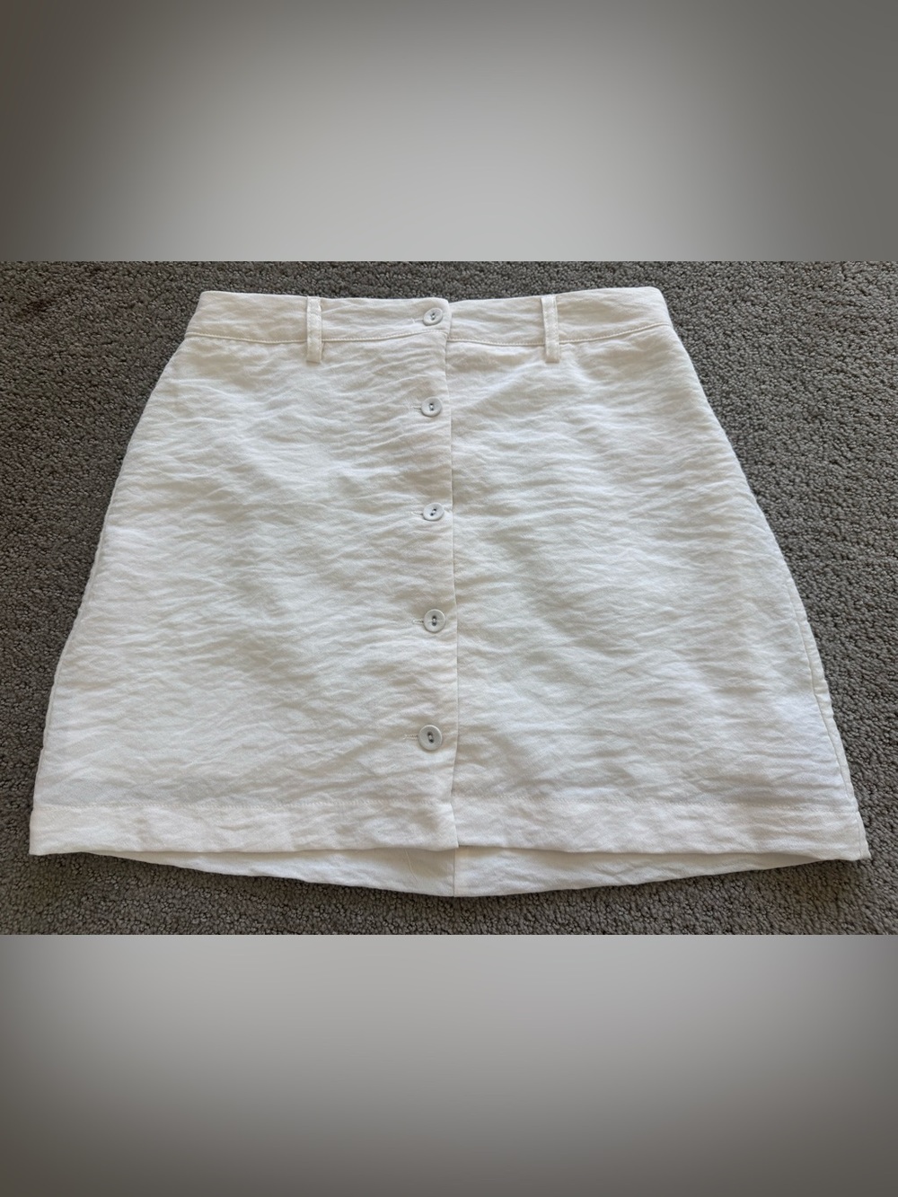 Honey Belle Womens S White Button Front Mini Skirt A Line Lined Textured